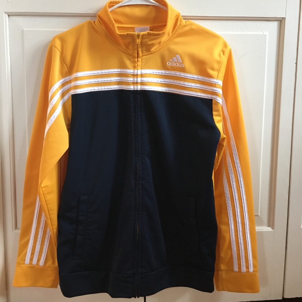 Adidas yellow and navy youth track jacket